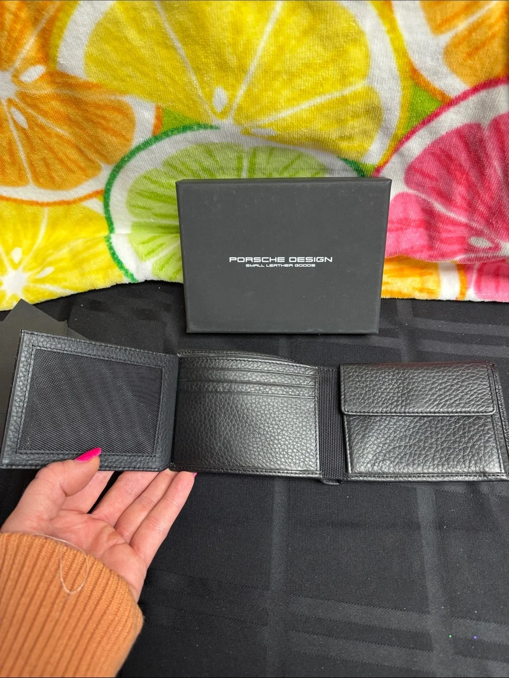 Porsche Design Bifold Black Pebble Leather Wallet
